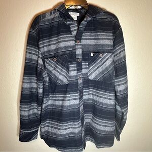 Rugged Earth Men's Striped Button Down Shirt - Black and Gray
